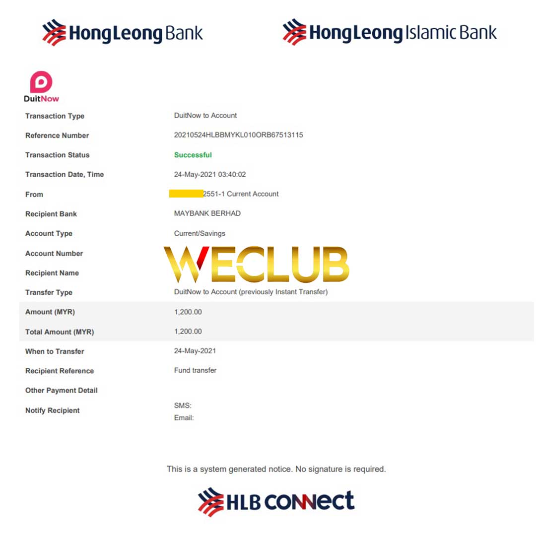 WeClub Trusted Online Casino Malaysia Payment Proof 8