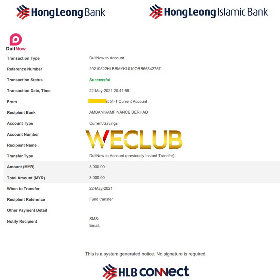WeClub Trusted Online Casino Malaysia Payment Proof 9