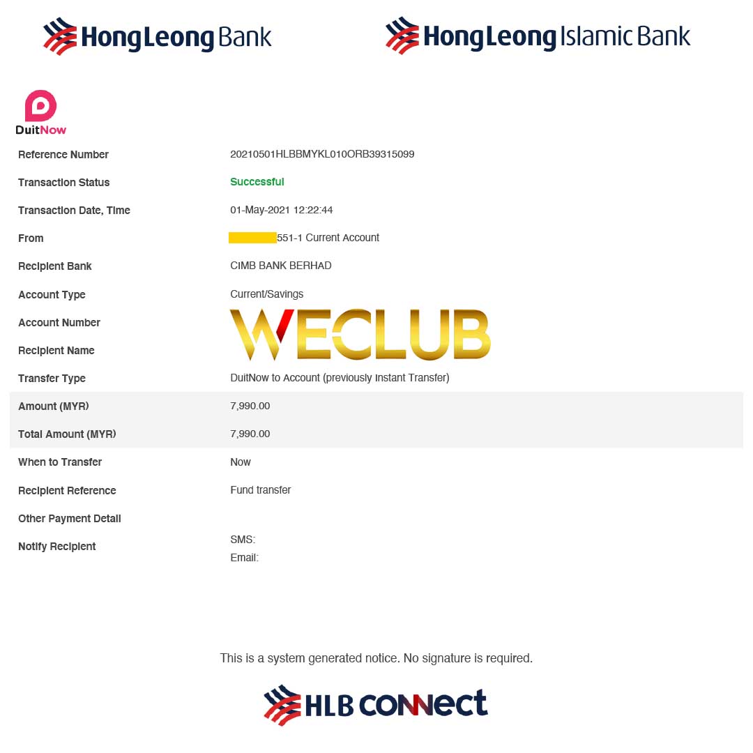 WeClub Trusted Online Casino Malaysia Payment Proof 10